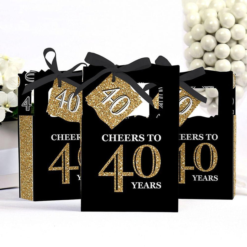 Adult 40th Birthday - Gold - Birthday Party Favor Boxes - Set of 12