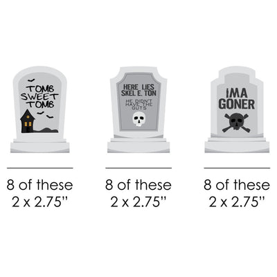 Graveyard Tombstones - DIY Shaped Halloween Party Cut-Outs - 24 ct