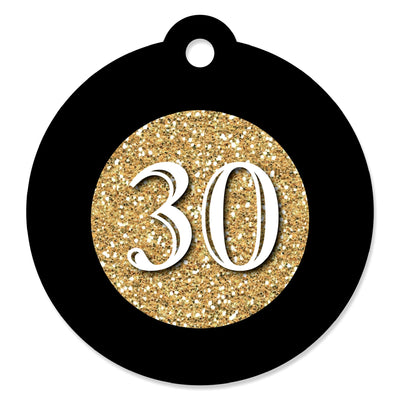 Adult 30th Birthday - Gold - Birthday Party Favor Gift Tags (Set of 20)
