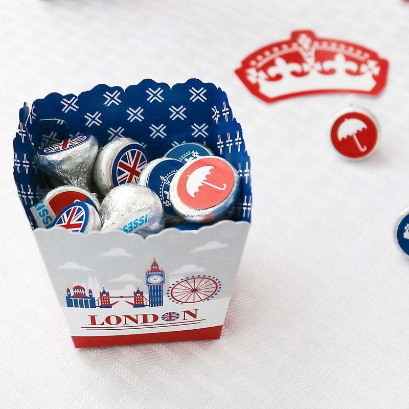 Cheerio, London - British UK Party Round Candy Sticker Favors - Labels Fit Hershey&
