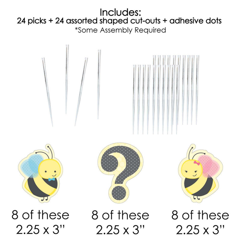 What Will It BEE? - Dessert Cupcake Toppers - Gender Reveal Clear Treat Picks - Set of 24