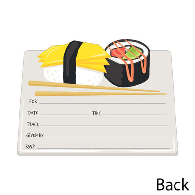 Let's Roll - Sushi - Shaped Fill-In Invitations - Japanese Party Invitation Cards with Envelopes - Set of 12