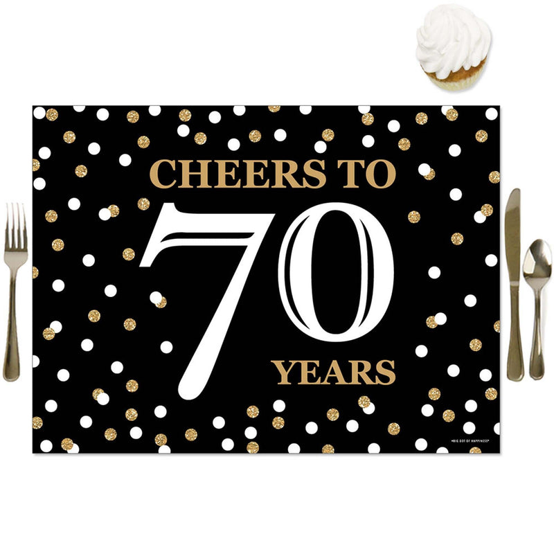 Adult 70th Birthday - Gold - Party Table Decorations - Birthday Party Placemats - Set of 16