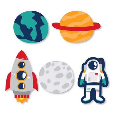 Blast Off to Outer Space - DIY Shaped Rocket Ship Baby Shower or Birthday Party Cut-Outs - 24 ct