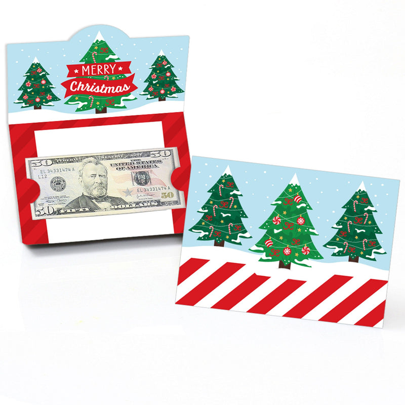Snowy Christmas Trees - Classic Holiday Party Money and Gift Card Holders - Set of 8