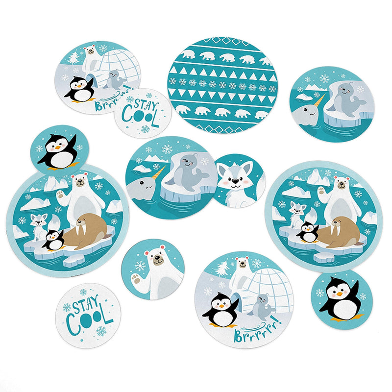 Arctic Polar Animals - Winter Baby Shower or Birthday Party Giant Circle Confetti - Party Decorations - Large Confetti 27 Count