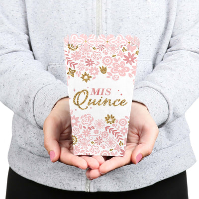 Mis Quince Anos - Quinceanera Sweet 15 Birthday Party Favor Popcorn Treat Boxes - Set of 12