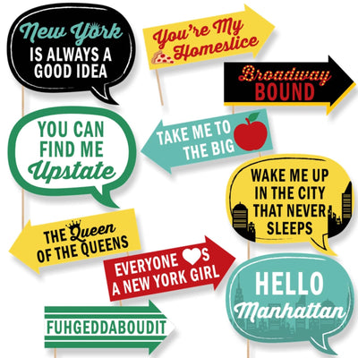Funny New York - 10 Piece NYC Cityscape Photo Booth Props Kit