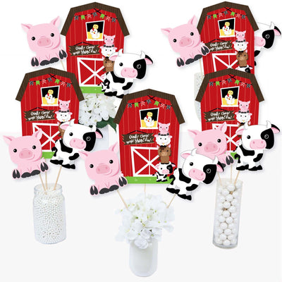 Farm Animals - Barnyard Baby Shower or Birthday Party Centerpiece Sticks - Table Toppers - Set of 15