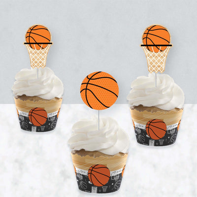 Nothin' But Net - Basketball - Cupcake Decorations - Baby Shower or Birthday Party Cupcake Wrappers and Treat Picks Kit - Set of 24