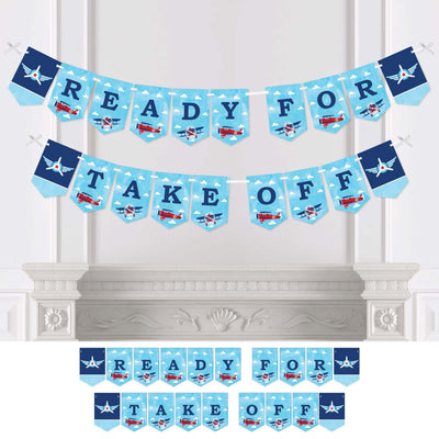 Taking Flight - Airplane - Vintage Plane Baby Shower or Birthday Party Bunting Banner - Party Decorations - Ready for Take Off