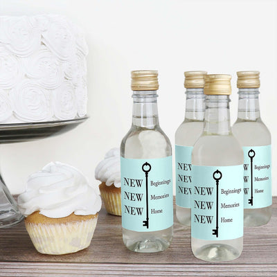 Home Sweet Home - Mini Wine and Champagne Bottle Label Stickers - Housewarming Party Favor Gift for Women and Men - Set of 16