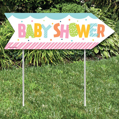 Colorful Baby Shower - Gender Neutral Party Sign Arrow - Double Sided Directional Yard Signs - Set of 2