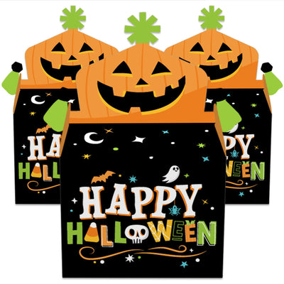 Jack-O'-Lantern Halloween - Treat Box Party Favors - Kids Halloween Party Goodie Gable Boxes - Set of 12