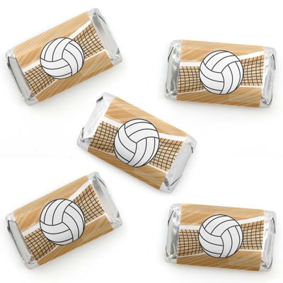 Bump, Set, Spike - Volleyball - Mini Candy Bar Wrapper Stickers - Baby Shower or Birthday Party Small Favors - 40 Count