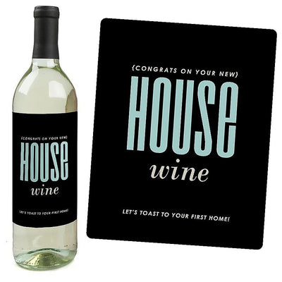Home Sweet Home - Wine Bottle Labels Housewarming Gift for Women and Men - Set of 4