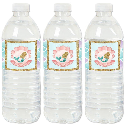 Let's Be Mermaids - Baby Shower or Birthday Party Water Bottle Sticker Labels - Set of 20