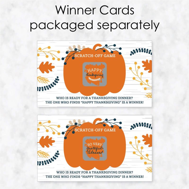 Happy Thanksgiving - Fall Harvest Party Game Scratch Off Cards - 22 Count