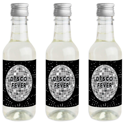 70's Disco - Mini Wine and Champagne Bottle Label Stickers - 1970s Disco Fever Party Favor Gift for Women and Men - Set of 16