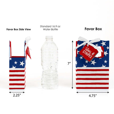 Stars & Stripes - Memorial Day, 4th of July and Labor Day USA Patriotic Independence Day Party Favor Boxes - Set of 12