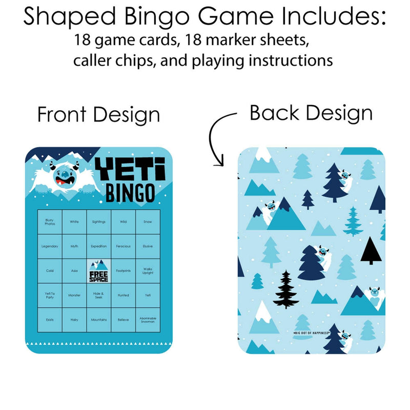Yeti to Party - Bingo Cards and Markers - Abominable Snowman Party or Birthday Party Bingo Game - Set of 18