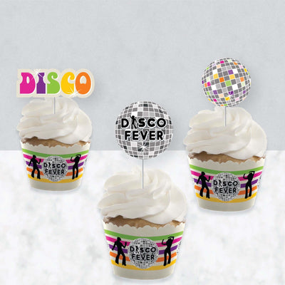 70's Disco - Cupcake Decorations - 1970s Disco Fever Party Cupcake Wrappers and Treat Picks Kit - Set of 24