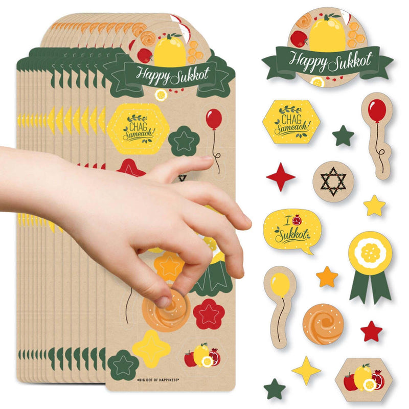 Sukkot - Sukkah Jewish Holiday Favor Kids Stickers - 16 Sheets - 256 Stickers