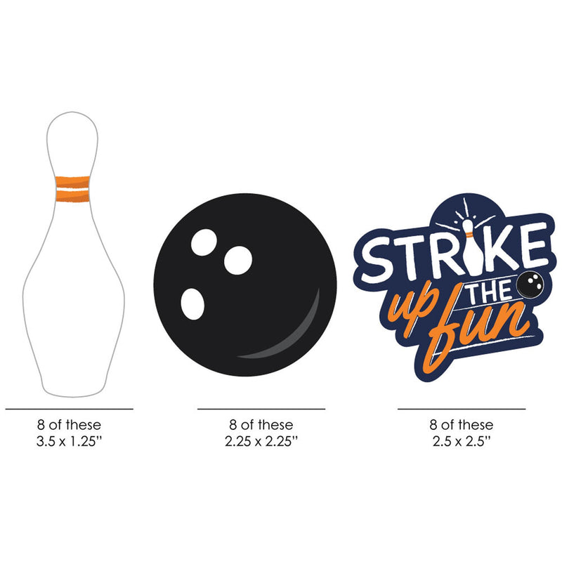 Strike Up the Fun - Bowling - DIY Shaped Baby Shower or Birthday Party Cut-Outs - 24 ct