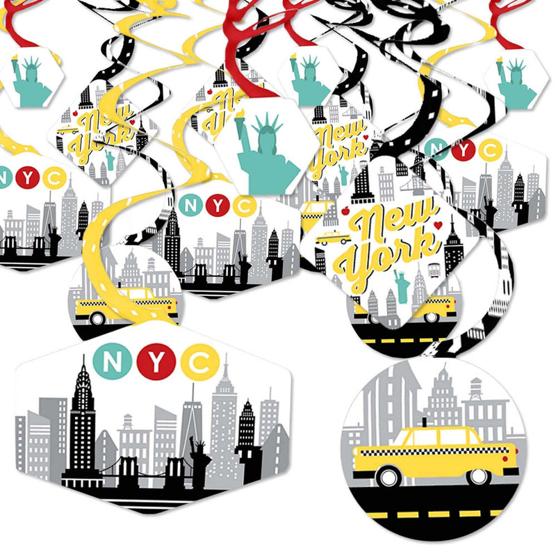 NYC Cityscape - New York City Party Hanging Decor - Party Decoration Swirls - Set of 40