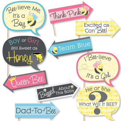 Funny What Will It BEE? - 10 Piece Baby Shower Photo Booth Props Kit