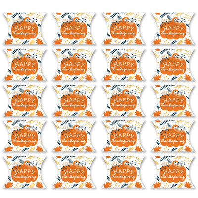 Happy Thanksgiving - Favor Gift Boxes - Fall Harvest Party Petite Pillow Boxes - Set of 20