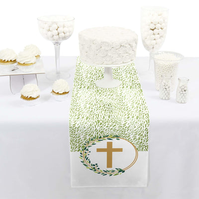 Elegant Cross - Petite Religious Party Paper Table Runner - 12" x 60"