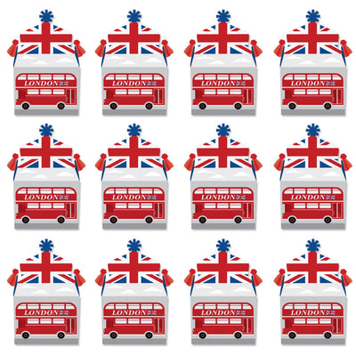 Cheerio, London - Treat Box Party Favors - British UK Party Goodie Gable Boxes - Set of 12