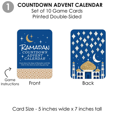 Ramadan - 4 Eid Mubarak Party Games - 10 Cards Each - Countdown Advent Calendar, Alhamdulillah A-Z, Alphabet Code and Color by Number - Gamerific Bundle