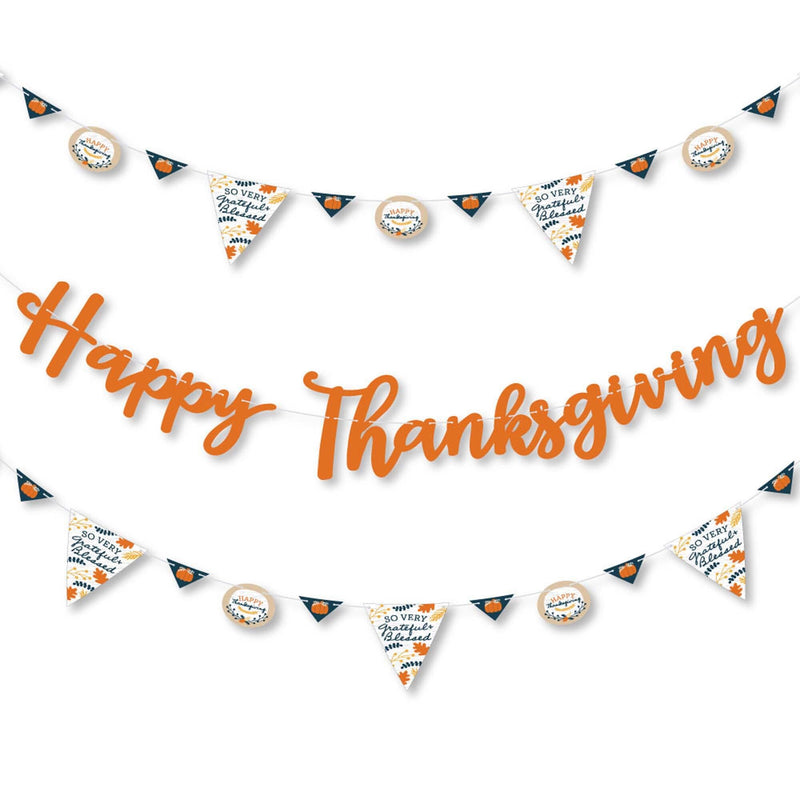 Happy Thanksgiving - Fall Harvest Party Letter Banner Decoration - 36 Banner Cutouts and Happy Thanksgiving Banner Letters