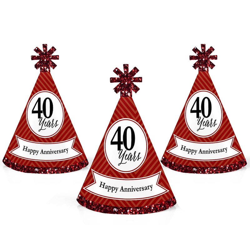 We Still Do - 40th Wedding Anniversary - Mini Cone Anniversary Party Hats - Small Little Party Hats - Set of 8