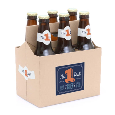 Cheers to You, Dad - Decorations for Women and Men - 6 Beer Bottle Labels and 1 Carrier Father's Day Gift
