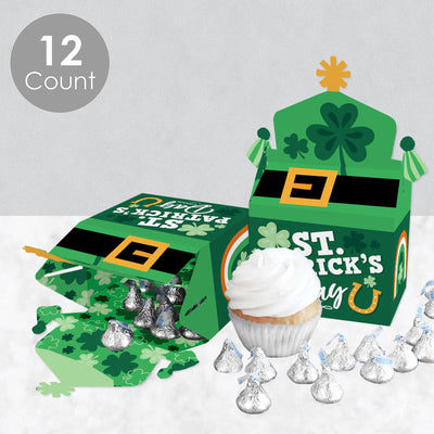 Shamrock St. Patrick's Day - Treat Box Party Favors - Saint Paddy's Day Party Goodie Gable Boxes - Set of 12