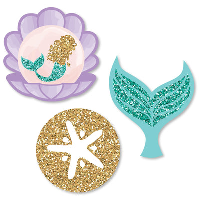 Let's Be Mermaids - DIY Shaped Baby Shower or Birthday Party Paper Cut-Outs - 24 ct