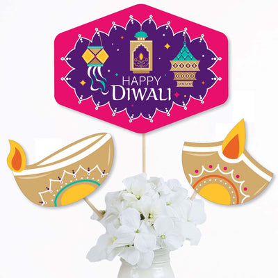 Happy Diwali - Festival of Lights Party Centerpiece Sticks - Table Toppers - Set of 15