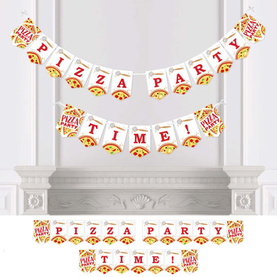 Pizza Party Time - Baby Shower or Birthday Party Bunting Banner - Party Decorations - Pizza Party Time