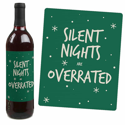 Red And Green Holiday - Holiday Decorations for Women and Men - Wine Bottle Label Stickers - Set of 4