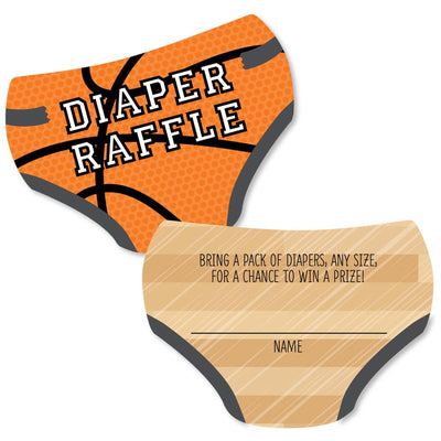 Nothin' But Net - Basketball - Diaper Shaped Raffle Ticket Inserts - Baby Shower Activities - Diaper Raffle Game - Set of 24