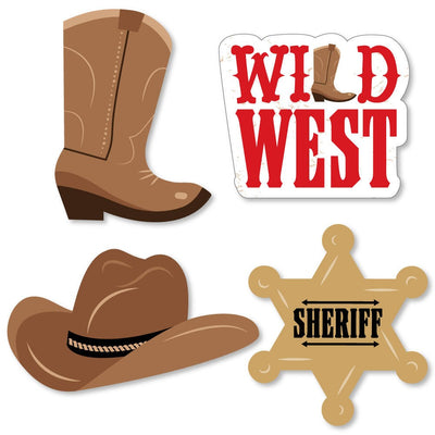 Western Hoedown - DIY Shaped Wild West Cowboy Party Cut-Outs - 24 ct