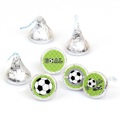 GOAAAL! - Soccer - Round Candy Labels Party Favors - Fits Hershey's Kisses - 108 ct