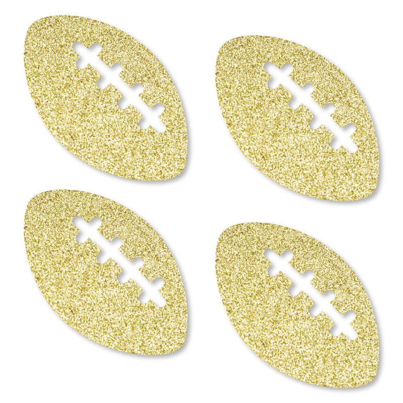 Gold Glitter Football - No-Mess Real Gold Glitter Cut-Outs - Baby Shower or Birthday Party Confetti - Set of 24