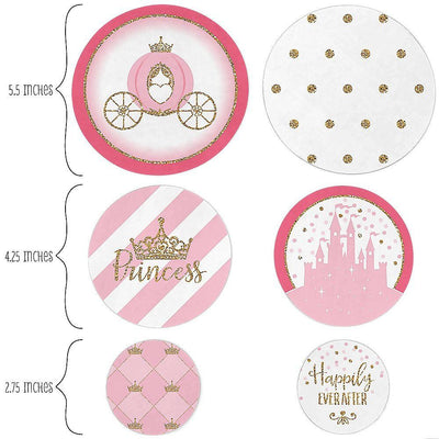 Little Princess Crown - Pink and Gold Princess Baby Shower or Birthday Party Giant Circle Confetti - Princess Party Decorations - Large Confetti 27 Count