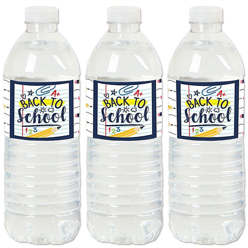 Back to School - First Day of School Classroom Decorations and Water Bottle Sticker Labels - Set of 20