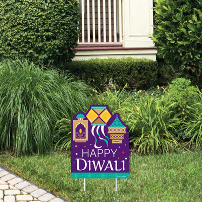 Happy Diwali - Outdoor Lawn Sign - Festival of Lights Party Yard Sign - 1 Piece