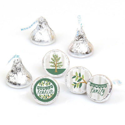 Family Tree Reunion - Round Candy Labels Family Gathering Party Favors - Fits Hershey's Kisses - 108 ct